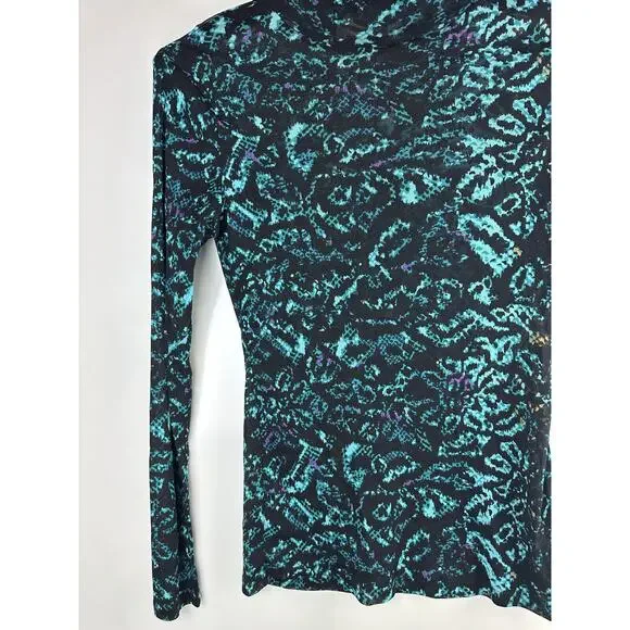 Diane von Furstenberg Remy Mesh Top Mock Neck Sheer Leopard Snake Patina Medium - Picture 5 of 14